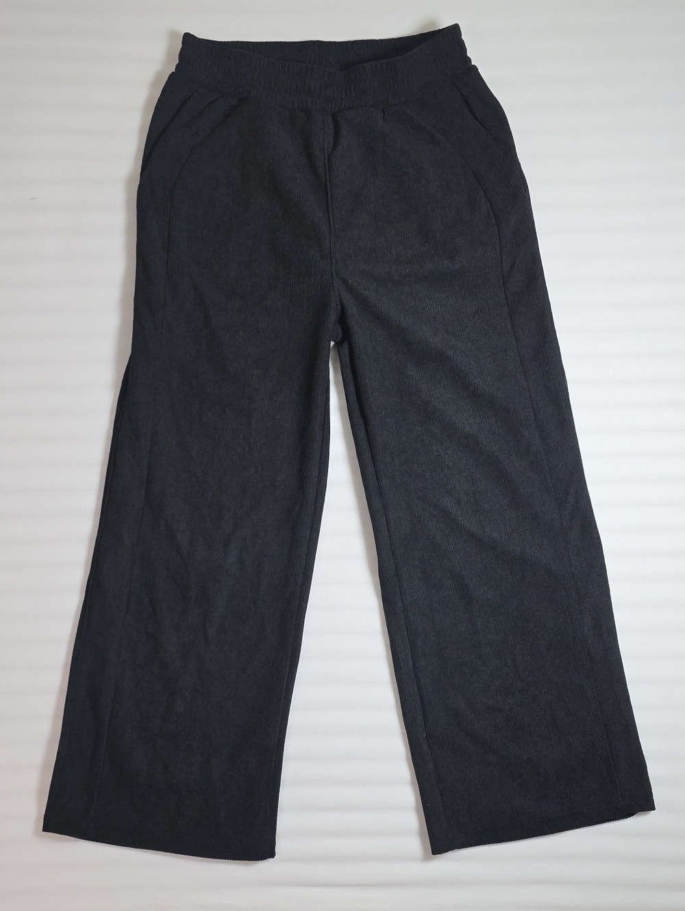 Black Halara High‎ Waisted Straight Leg Corduroy Pants with Pockets; M/P